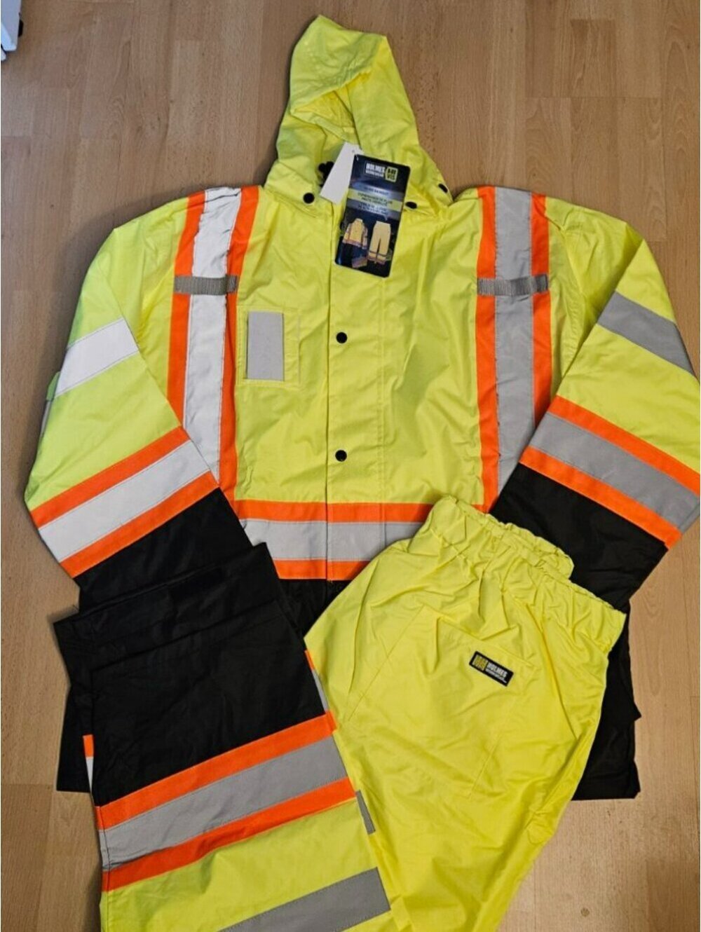 Holmes Workwear ANSI Class 3 Type R Hi Vis Rain Suit Waterproof Reflect XXL 2XL